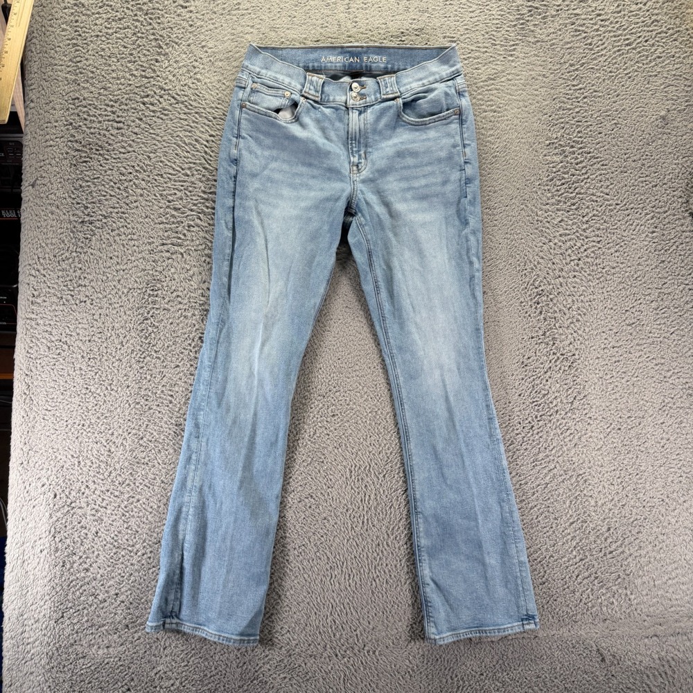 American Eagle Outfitters Kick Jeans Womens 10 Blue Cotton Denim Skinny Stretch
